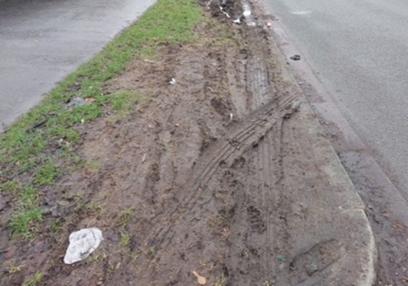 Bad setup: muddy grass verge